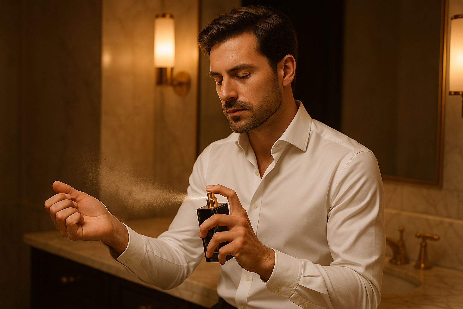 man using perfume